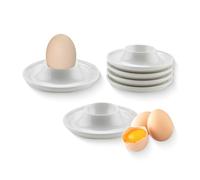 6PCS Egg Cups, Plastic Egg Stand Plates Stackable Soft Hard Boiled Eggs Holder with Round Base for Serving, Breakfast, Brunch - Kitchen Table Decor (White)