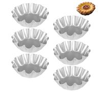 6Pcs Egg Tart Molds, Non-Stick Flower Shape Mini Tart Pans 4.7 Inch, Reusable for Cakes Cupcakes Puddings