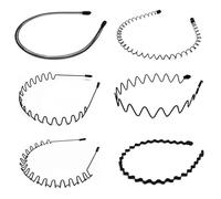 6PCS Elastic Wavy Spring Wave Hair Hoop, Multi-Style Black Non-slip Metal, Fashion Headbands, Fashion Accessories for Women and Men(Black)