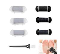 6PCS Electric Foot File Replacement Heads,Replacement Roller Refill Heads for Scholl Foot File Replacement Rollers,Black or White Micro Pedicure Rollers for Callus Removal with 1 Cleaning Brush