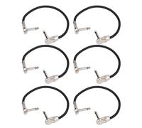6Pcs Electric Guitar Effect Cable 1/4in Right Angled Guitar Pedal Cord Patch Cable 30cm (Flat Head Silver)