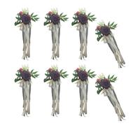 6Pcs Elegant Chair Back Flower with Ribbons, Dark red | Artificial Flower Arrangement for Benches and Wedding Ceremony