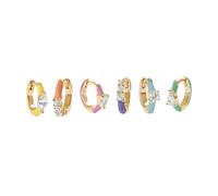 6pcs Elegant Multi Color Zirconia Hoop Earrings Fashion Ear Cuffs Set Lightweight Ear Accessories For Parties And Event Student Budget Jewelry
