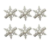 6Pcs Elegant Rhinestones Snowflake Hair Clip with Pearls Comfortable Christmas Ornament Holiday Party Gift Rhinestonesd Pearls Snowflake Clip