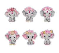 6PCS Elephant DIY Diamond Painting Refrigerator Magnet Kit Special Shape Rhinestone Refrigerator Stickers Art Magnet Fridge Stickers Easy DIY Crafts for Beginner Adult Home Decor Gift