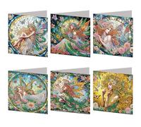 6PCS Elf Diamond Painting Greeting Card Kit Diamond Art Greeting Cards Special Shaped Arts Crafts Wishes and Blessing for Mother's Day Easter Christmas Birthday Thanksgiving Day Holiday