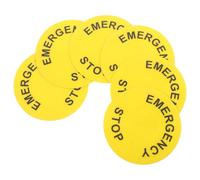 6pcs Emergency Stop Button Label PVC Warning Decal for Machinery | Yellow Adhesive Marker, Fade Resistant Identification for Electronic Devices, Simple Installation, Industrial Use