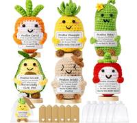 6PCS Emotional Support Positive Crochet Inspirational Cheer Up Gifts for Women, Handmade Positive Crochet Gift Thank You Birthday Christmas Teacher Appreciation Gifts for Coworker Nurse Mom Friends