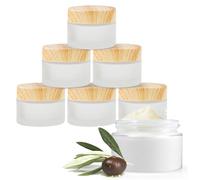 6Pcs Empty Glass Jars with lids,30ml Round Frosted Jars with Leakproof Lids,Refillable Sample Bottle Cosmetic Containers Travel Cream Pots for Lotion Face Eye Cream Lip Balm