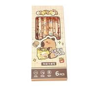 6PCS Erasable Pens Black With Panda Erasers Erasable Pens 0.5mm Bullet Panda Pen Cute Pen Rub Out Animals Pens Cute Stationary Stationery Gifts Kawaii Stationery (Capibara)