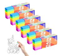 6Pcs Eraser- Rubbers Erasers for Kids Multipack Rainbow Erasers for School, Office, Kids, Adults,Classic Latex Free Plastic Rubber