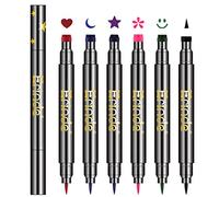 6Pcs Erinde Double-headed Liquid Eyeliner Stamp Pen Set, Eye Liners for Women, Eyeliner Pencil Black Eye Liner Stencil, Eyeliner Tattoo Tool, Eyeliner Stamp Shapes Star, Heart,Flower