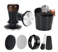 6PCS Espresso Coffee Tamper 51mm Set, Espresso Barista Coffee Machine Accessories 30lbs Contact Pressure Tamper Tool with 51mm Tamper, Knock Box, WDT Tool, Stirrer, Dosing Funnel, Puck