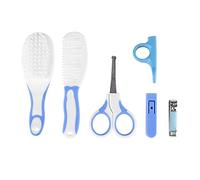 6pcs Essential Kit, Daily Nail Clipper Scissors Hair Brush Comb Set for Infants and Children (Blue)