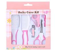 6pcs Essential Kit, Daily Nail Clipper Scissors Hair Brush Comb Set for Infants and Children (Pink)