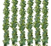 6PCS Eucalyptus Garland 180CM Artificial Leaves Vine | Artificial Leaves Vine Silk Leaf Greenery Garland Greenery Vines Eucalyptus Vines with White Flower