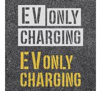 6pcs EV Charging ONLY Electric Vehicle Charging Station Stencil, 4 inches/10,16cm Letter Pavement Stencil Giant Wall Alphabet Curb Templates Recycled Cardboard for Painting Parking Lots