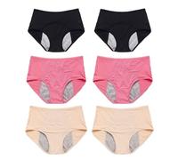 6Pcs Everdrie Leakproof Ladies Underwear, Ultradries Incontinence Panties, Everdrie Panties for Women Over 60 Washable Reusable Cotton High Elasticity Underwear Black