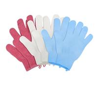6Pcs Exfoliating Gloves - Bamboo Shower Gloves - Bath and Body Exfoliator Mitts - Scrubs Away Ingrown Hair and Dead Skin - for Shower, Spa and Massage Cell Remover Loofah - White, Red, Blue