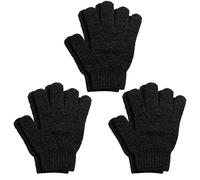 6Pcs Exfoliating Gloves - Bamboo Shower Gloves - Bath and Body Exfoliator Mitts - Scrubs Away Ingrown Hair and Dead Skin - for Shower, Spa and Massage Cell Remover Loofah - Black