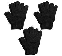 6Pcs Exfoliating Gloves - Bamboo Shower Gloves - Bath and Body Exfoliator Mitts - Scrubs Away Ingrown Hair and Dead Skin - for Shower, Spa and Massage Cell Remover Loofah - Black