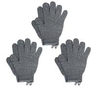 6Pcs Exfoliating Gloves - Bamboo Shower Gloves with Lanyard - Bath and Body Exfoliator Mitts - Scrubs Away Ingrown Hair and Dead Skin for Shower, Spa and Massage Cell Remover Loofah - Grey