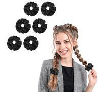 6Pcs Extra Large Black Scrunchies for Women's Thick Hair, Oversized Soft Scrunchy, Premium Velvet Big Elastic Band Hair Accessories for No Damage Hairs Care Sleeping