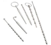 6PCS Extra Long Beaded Stainless Steel Urethral Sound Set for Men - Penis Plug Dilators, Smooth Metal Catheter Rods for Beginner-Friendly Masturbation & Stimulation