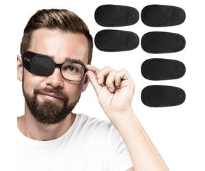 6Pcs Eye Patches Comfortable Left or Right Single Eye Patches Professional Medical One Eyes Cover Reusable Black Soft Single Eyes Patch for Eyeglass Treat Lazy Amblyopia Strabismus Adults Girls Boys
