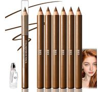 6PCS Eyebrow and Eyeliner Pencil Set with Sharpener (Brown)