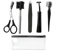 6PCS Eyebrow Tweezers Kit for Women Precision Plucker Stainless Steel Eyebrow Grooming Kit with Tweezers Scissors Razor Brush Pencil and Stencils, Brow Shaping Kit for Precise Trimming Styling