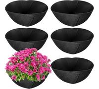 6PCS Fabric Planter Basket Liner - 14inch Felt Flower Pot Liners-Hanging Plant Basket Fiber Insert for Garden Wall Hanging Planter Flower Vegetables(Round)