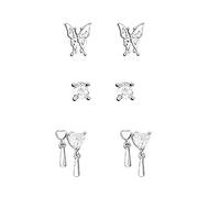 6PCS Fairy Zircon Butterfly Elegant Earrings Girls Silver Rhinestone Sweet Bridesmaid Wedding Jewelry Zircon Butterfly