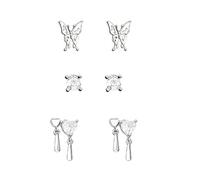 6Pcs Fairy Zircon Butterfly Elegant Earrings Girls Silver Rhinestones Sweet Earrings Bridesmaids Wedding Jewelry