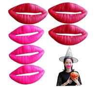 6Pcs Fake Lips, Sausage Mouth Halloween Toys, Vinyl Lip Props with String Funny Joking Big Sausage Lips Cosplay Accessories for Halloween Party