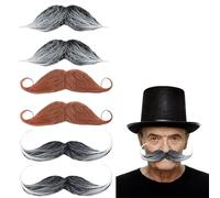 6PCS Fake Moustache,fake Beard,Old Man Detective Costume Mustaches,sturdy,durable and Comfortable,for Halloween Masquerade Balls and Christmas Parties.
