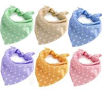 6PCS Fall Dog Bandanas Cat Birthday Cute Soft Cotton Puppy Scarfs Washable Daily Handkerchief Pink Green Blue Orange Purple Gifts, Adjustable Accessories for Small Medium Large Girl Boy Pup Pet