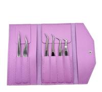 6PCS False Eyelash Tweezers Set for Fake Fan Lashes Extensions Planting Eyebrow Clip Eyelashes Tongs Makeup Nail Tools Kit(Style 04)