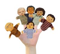 6pcs Family People Family Members Finger Puppet Set Finger Puppets Finger Plush Toy Plush Animal Hand Puppets Set Finger Puppet Props Figures Novelties for Birthday Party Favors