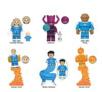 (6PCS Fantastic Four) 45PCS Fantastic Four Human Torch Stone Man Minifigures Building Blocks Fit Lego Kid Toys