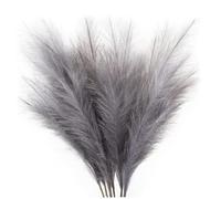 6PCS Faux Pampas Grass Large Grey Reed Pampas Grass Decor Artificial Fluffy Pampas Grass for Room Decor 45cm Dark Grey