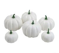 6PCS Faux Pumpkins White Gold Line Autumn Decor(2#)