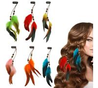 6Pcs Feather Hair Clip, Boho Hair Accessories for Women and Girls, Hair Extensions for Halloween Cosplay and Festival, 30CM Feather Headdress