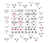 6PCS Female Face Painting Stencils Reusable, 5.9x9.8inch Eyes Nose Mouth Drawing Template Facial Expression, Woman Face DIY Decor Stencil Drawing On Wood, Canvas, Wall, Fabric, Furniture