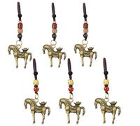 6Pcs Feng Shui Coins Year of The Horse Hanging Pendants 2026 Chinese New Year Horse Brass Statue Ornament for Keys Bags Keychains Zodiac Souvenir Feng Shui Hanging Decor