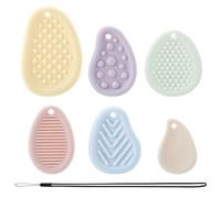 6pcs Fidget Toys Worry Stone for Kids, Multi-Colour Silicone Textured Soft Stone Sensory with Lanyard Stocking Stuffer Silent Fidget Toy for Adults Anxiety Calming Down & Minimize Stress