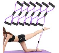 6PCS Figure 8 Resistance Band, Exercise Band with Non Slip Handles 8 Shaped Yoga Resistance Strap for Arms Shoulder Leg Stretching (Purple)