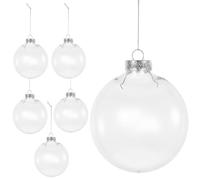 6pcs Fillable Flat Sphere Christmas Ornament Balls Pet Hanging Set