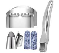 6PCS Finger Guards for Cutting, 1PCS Scallion Cutter Shred Silk Knife, Cut Resistant Finger Cots, Stainless Steel Cutting Protector Kitchen Tool Avoid Hurting When Slicing and Chopping