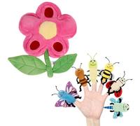 6pcs Finger Puppets Set Plush Toy Animal Hand Puppet Finger Puppet Bath Toys Butterfly Ladybug Dragonfly Ant Caterpillar Bee Soft Realistic Hand Puppet for Role Playing Decoration (7pcs)